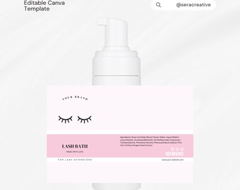 DIY Eyelash Cleanser Foam Label, Lash Bath, Lash Cleanser Sticker, Lash Shampoo Label, Digital Label, Lash Product Label, Canva