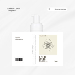 DIY Eyelash Cleanser Foam Label, Lash Bath, Lash Cleanser Sticker, Lash Shampoo Label, Digital Label, Lash Product Label, Canva