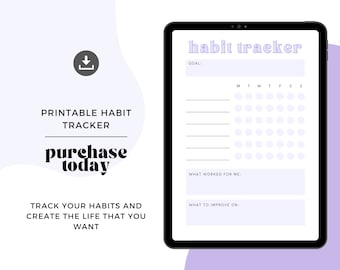 Printable Habit Tracker, Purple Habit Tracker téléchargeable, Print At Home Habit Tracker, Daily Weekly Monthly
