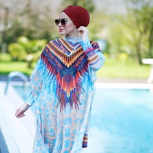 Swimsuit Women Set, Hijab Burki,Islamic Swimwear, Muslim Swimwear, Women Burkini,5 pieces set; trousers, tunic, scarf, bustier, pareo(kimono
