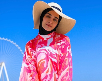 Traje de baño para mujer, conjunto Hijab Burki, traje de baño islámico, traje de baño musulmán, Burkini para mujer, conjunto de 4 piezas; pantalones, túnica, bufanda, bustier.