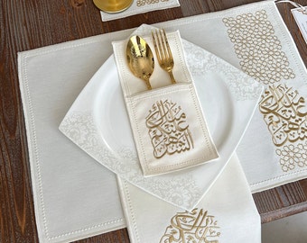 Islamic home decor, islamic decorations, 6 Person- 24 pcs, ramadan decorations 2024, table mat, table decoration dinner, islamic gifts, eid