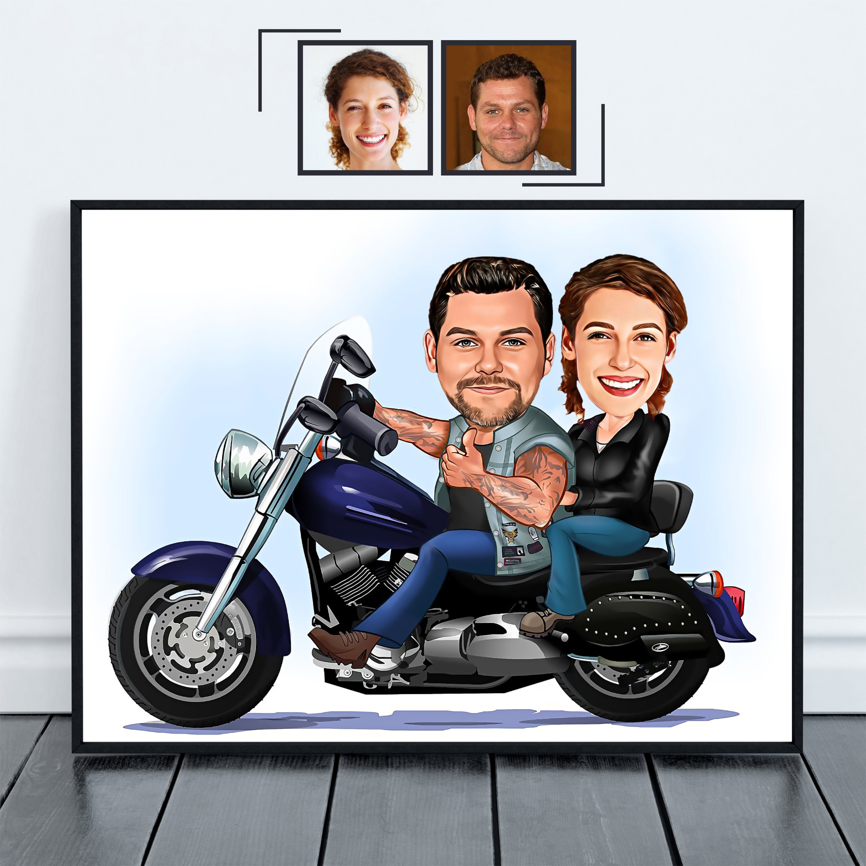 Personalised Motorcycle Couple Cartoon/husband and - Etsy Personalised Motorcycle Couple Cartoon/husband and - Etsy