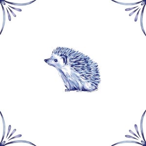 Delftblå keramiska plattor - Hedgehog︱Badrumskakel, Stänkskydd, Kökskakel, Modern holländsk stil