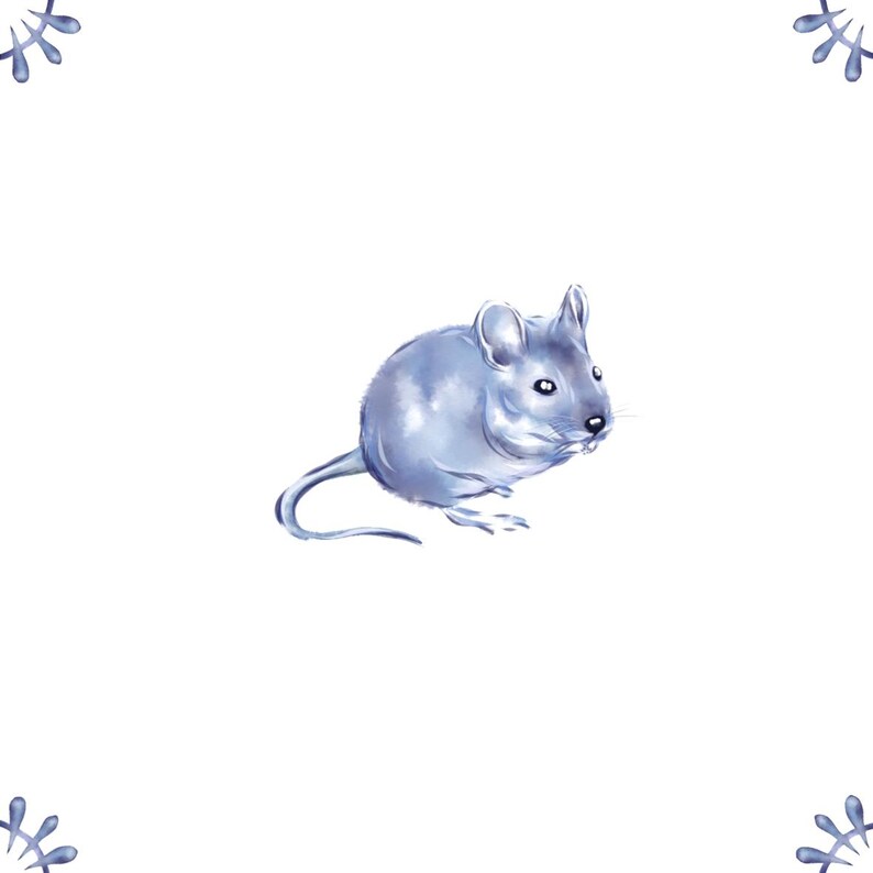 Delft Blue Ceramic Tile- Mouse︱bathroom Tile, Splashback, Kitchen Tiles ...