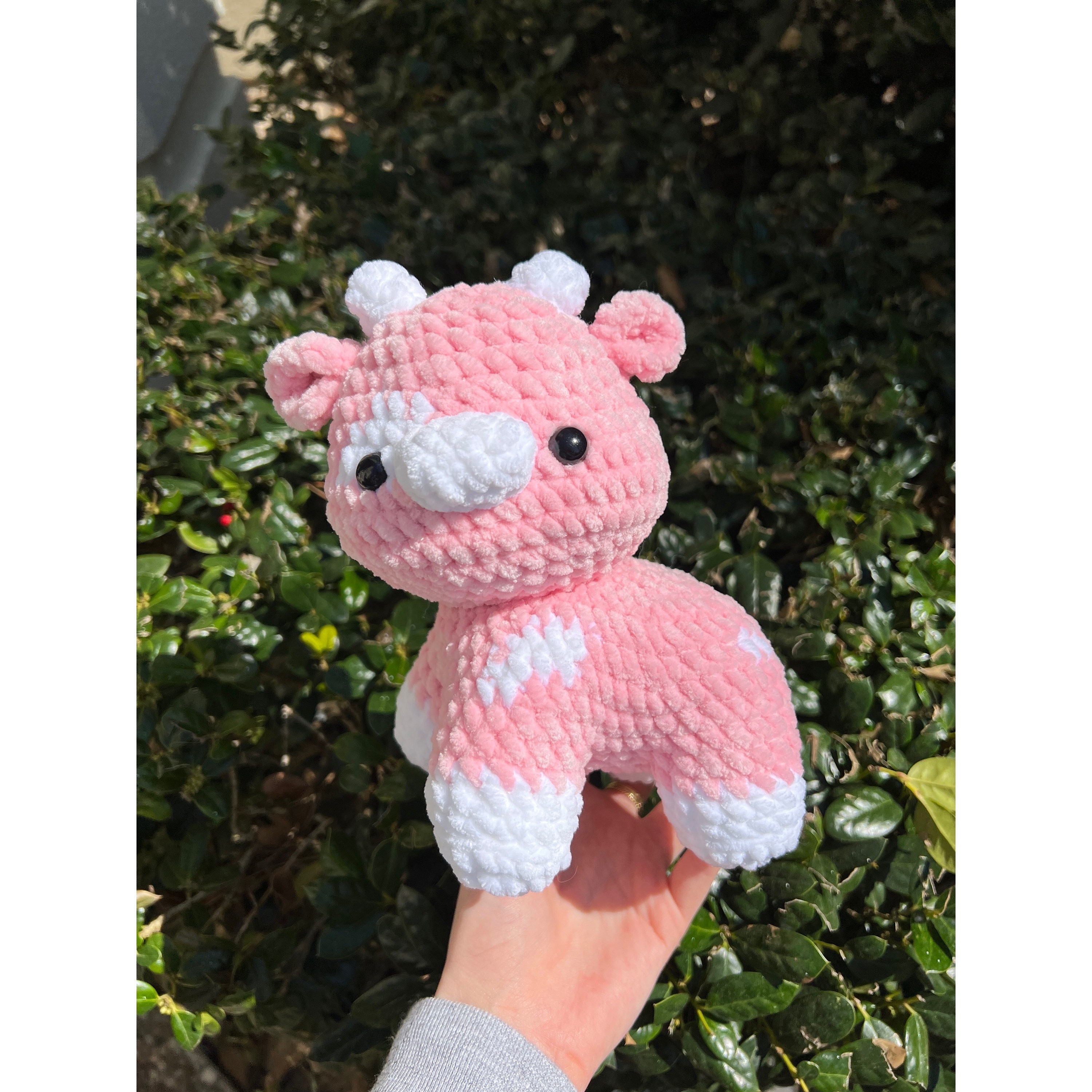 Crochet Pink Cow Cow Plushie Crochet Cow Stuffed Animal Etsy