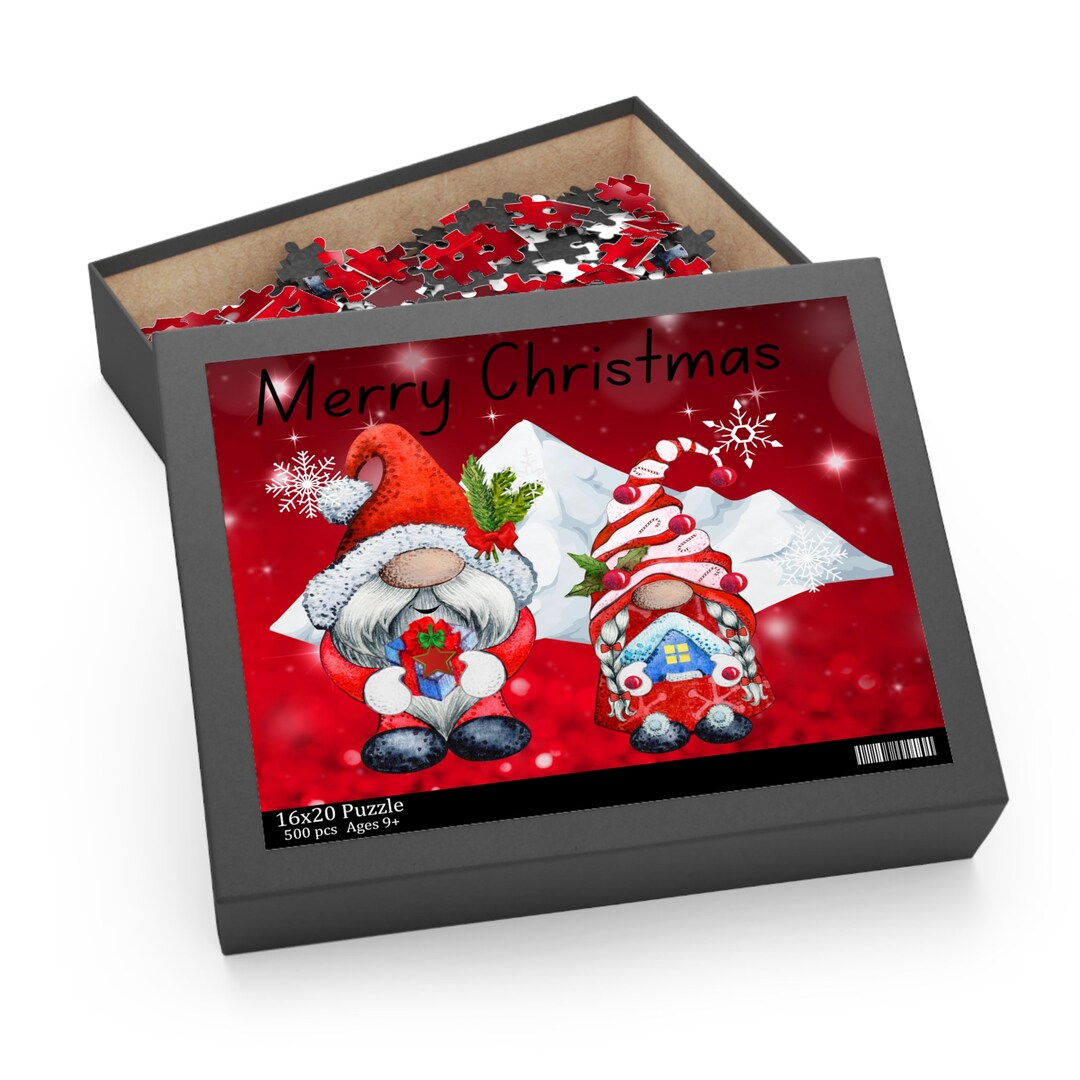 Merry Christmas Gnome Puzzle 120 252 500piece Puzzle Etsy