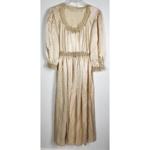 Vintage by Iris Women&#39;s Sz. S Ivory 100% Silk & Lace Dressing Gown Robe