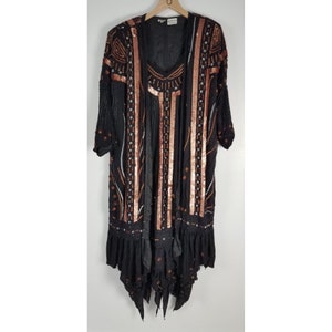 Vintage Judith Ann Creations Sz. M Sequin Silk Long Length Jacket & Dress Set