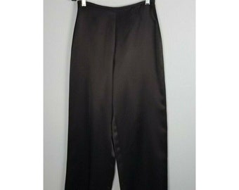 Carmen Marc Valvo Collection Sz. 4 Brown Mid Rise Silk Wide Leg Pants Lined