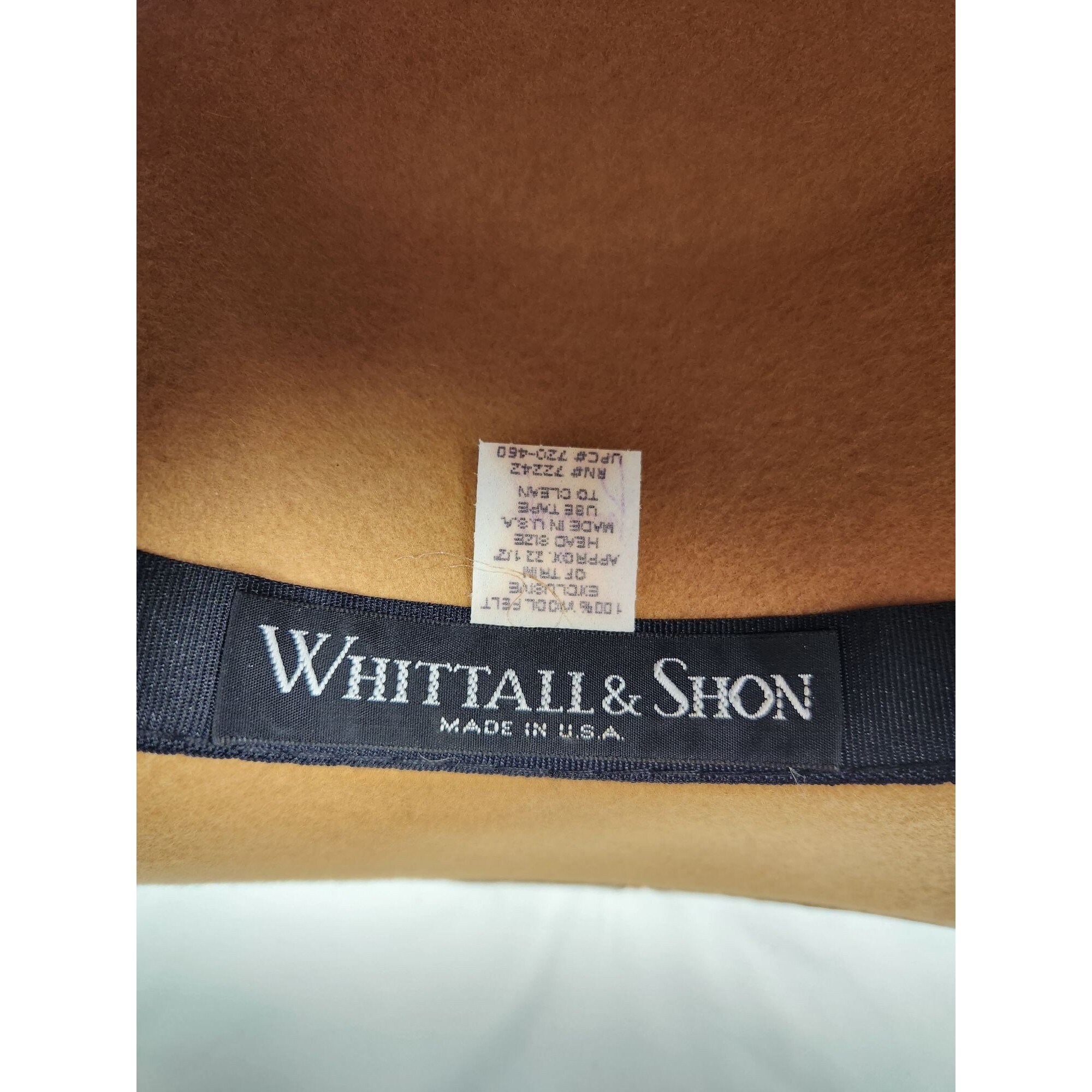 Vtg. Whittall and Shon Wool Felt & Feather Tan Large Hat - Etsy display picture 3