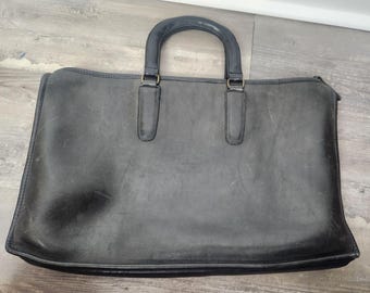 Vintage 80s Coach Black Leather Light Tote | 4065 | Made in USA