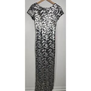 rubber ducky dress sequin Sequin draped bodice stretchy side slit gown M