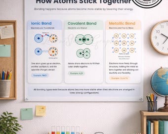 How Atoms Stick Together | Chemistry Classroom Poster | Science Bonding Printable