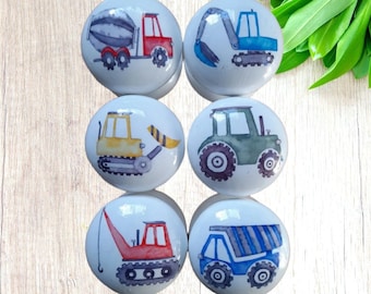 Work Vehicle Drawer Knobs, Construction Vehicle, Tractor and Digger Drawer Knobs. Boys Bedroom Decor, Furniture Drawer Knobs, Vehicle Knobs