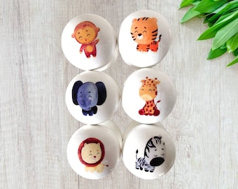 Safari Animals Drawer Knobs, Kids and Nursery Bedroom Décor, Furniture Drawer Knobs Handles, Safari Theme Furniture, Drawer  Knobs