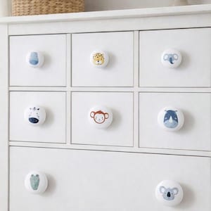 Safari Drawer Knobs, Kids and Nursery Bedroom Décor, Animal Drawer Handles, Safari Animal Faces,  Lion, Elephant, Zebra Drawer Knob
