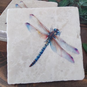 Posavasos de libélula, regalo único de libélula, posavasos para mesa de café, juego de 4 posavasos de libélula, manteles individuales de libélula