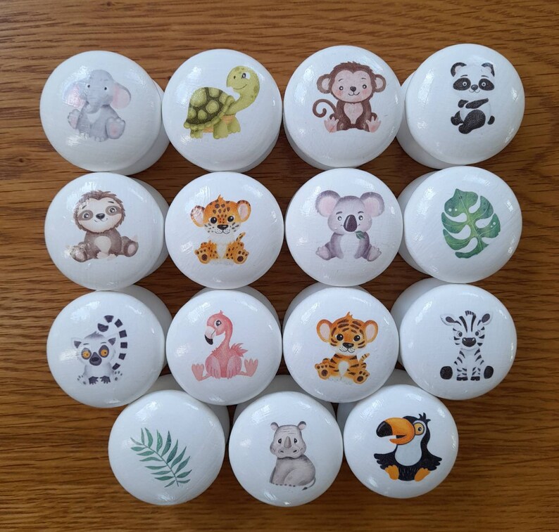 Baby Safari Animals Drawer Knobs Kids Bedroom Decor Etsy