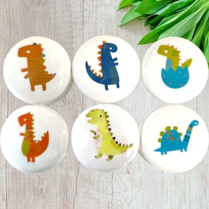 Gałki do szuflad z motywem dinozaura, wystrój pokoju dziecięcego, pokój dziecięcy, sypialnia z dinozaurem