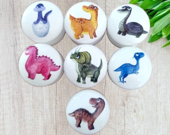 Dinosaur Drawer Knobs, Kids Bedroom Decor, Furniture Drawer Knobs Handle, Cute Dinosaur Theme Decor, Wooden Knobs Boys Girls