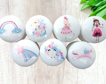 Unicorn Fairy Rainbow Drawer Knobs, Nursery Décor, Magical Bedroom