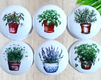 Herb Pot Drawer Knobs, Handmade Upcycled Furniture Knobs