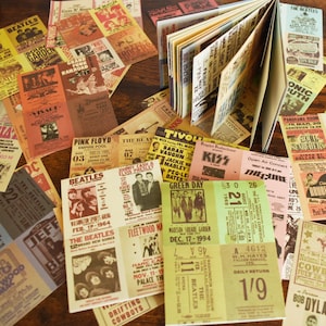 Mini retro muziekposter collectie boekje, miniband poster reproductie afdrukken decopapier voor het maken van kaart, plakboek, collage, ambachten