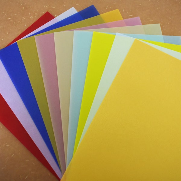 10 feuilles de papier vélin coloré pour scrapbooking, papier décoratif, papier pour collage, papier calque, oeuvres d'art mixtes, papier translucide 100 g/m²