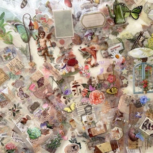Feuilles d'autocollants rétro Sacs à main, Feuilles d'autocollants au format de poche, Stickers fleurs, Stickers plantes, Stickers papillons pour collage, scrapbooking