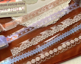 PET Transparent Lace Tape, Retro Lace Border Tape For Scrapbooking, Collage, Bullet Journaling, Crafting, Card Making, Decorating Projects