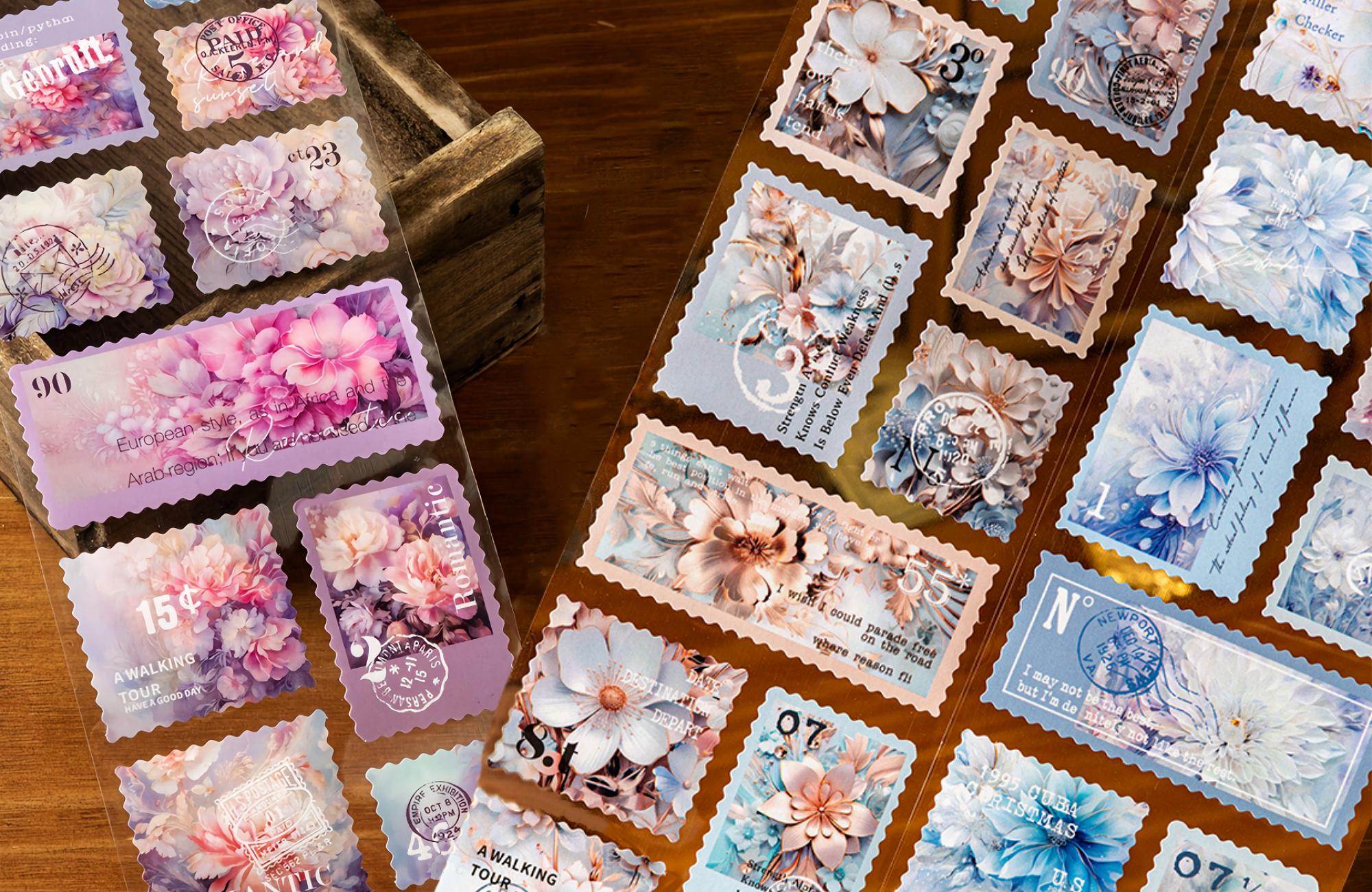 ダイカットの花柄スタンプテープ、様々なサイズの複数のパターン 