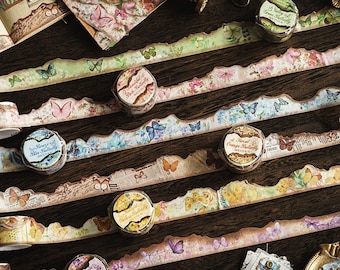 Burned Edge Effect Washi Paper Retro Butterfly Tape For Scrapbooking Collage Junk Journal Ephemera Making Card Planner Creative Projects