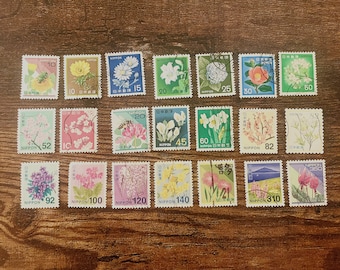 Darmowa wysyłka, 12 japońskich znaczków pocztowych z używanymi kwiatami, znaczki vintage, papier bez nadruku, scrapbooking, artykuły rzemieślnicze, dziennik śmieci