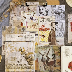 Assorted Retro Decorative Scrapbooking Paper Pack, Flower Nature Art Leaf Background Paper, Sticker Sheet For Junk journal, Collage