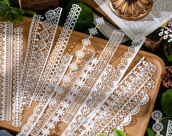 Assorted Lace Trimmed Decorative Paper Pack, Paper Lace For Junk Journal, Scrapbooking, Collage, Card Making, Strip Lace Decorative Paper