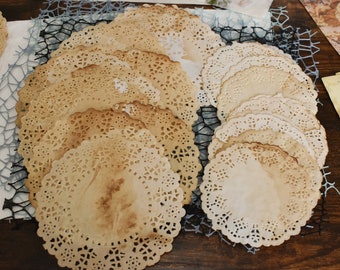 10 Pcs Coffee-dyed Die Cuts Doilies Set For Junk Journal, Retro Scrapbooking Paper, Ephemera Supplies, Vintage Doilies, Paper Crafts