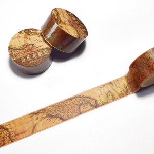 Washi-tape met koffievlekken effect, retro kaartwashi-tape, vintage geïnspireerde washitape voor scrapbooking Junk Journal Wrapping Crafting, tape met theekleureffect