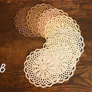 Die Cut Special Paper Doilies, Multi-colored Paper Lace Pad Embellishment For Junk Journal Scrapbook Collage Making Card DIY Craft Projects B 8 Pieces