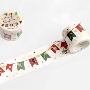 Christmas Banner Washi Tape, Christmas Decorative Tape, Christmas Crafts Supplies For Gift Wrapping, Card Making, Scrapbooking, Festive Tape
