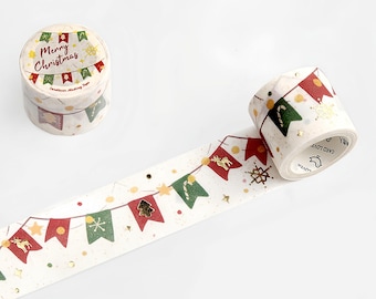 Christmas Banner Washi Tape, Christmas Decorative Tape, Christmas Crafts Supplies For Gift Wrapping, Card Making, Scrapbooking, Festive Tape