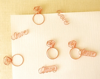 Diamant Ring Form Rose Gold Büroklammern, Büroklammern in Love Form, Planer Zubehör, Schreibtisch Organisation, Hochzeitsbedarf, Bürobedarf