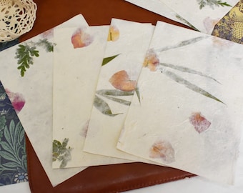 Handmade Natural Textures Paper, Botanical Handmade Paper, Mulberry Flower Paper For Scrapbook, Collage, Book Cover, Junk Journal, Ephemera