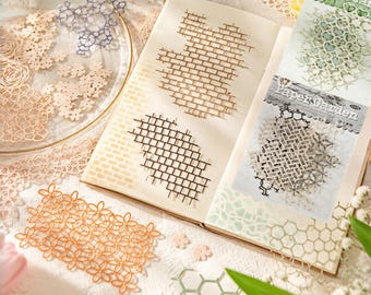 10pcs Floral & Geometric Lace Die Cut Paper, Background Layering Paper, Deco Specialty Paper, Junk Journal Scrapbooking Collage Supplies