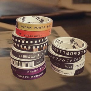 Zestaw 2 rolek cienkiej taśmy washi retro, taśma filmowa w stylu vintage, taśma maskująca dekoracyjna do scrapbookingu, dziennikarstwa, kolażu, planera, 7 mm x 2 m