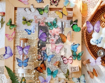 Butterfly Stickers Set, Clear PET Stickers, Vintage Stickers, Multicolor Butterfly  Stickers, Scrapbooking, Junk Journal, Embellishments