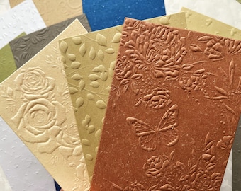 Embossed Specialty Paper Pack, Assorted Warm Colors Textured Paper, Scrapbooking Paper, Junk Journaling Paper, Collage Paper, Card Making