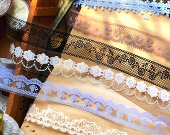 PET Transparent Lace Tape, Retro Lace Border Tape For Scrapbooking, Collage, Bullet Journaling, Crafting, Card Making, Decorating Projects