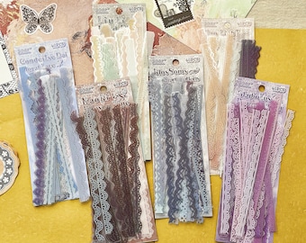 Colorful Lace Stickers, Decorative Strips Stickers, 40pcs Vintage-Inspired PET Stickers, for Scrapbooking, Journals & DIY Crafts