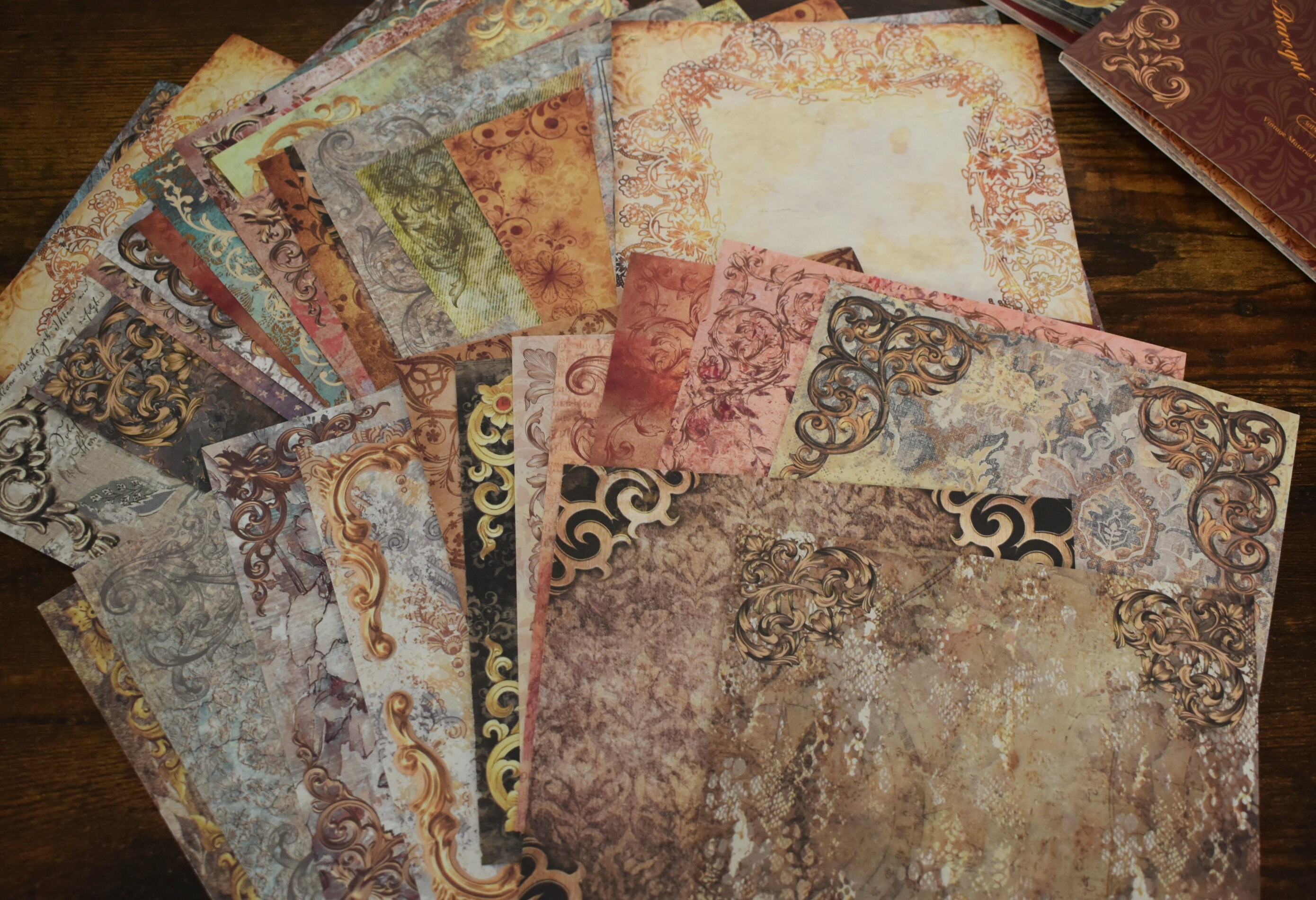 Retro Classical Patterns Scrapbook Paper Booklet, Vintage Distressed ...
